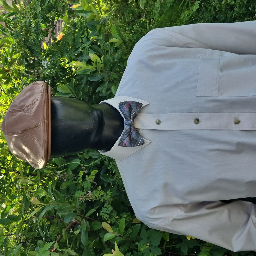 Yves Saint Laurent Men's Vintage Button Down Classic Beige Fabric Dress Shirt
